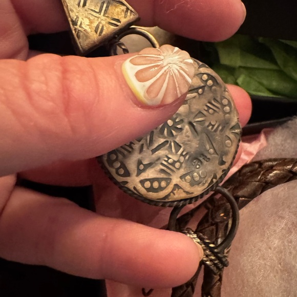 Artisan Sterling Silver and Green Stone Necklace - Picture 4 of 6